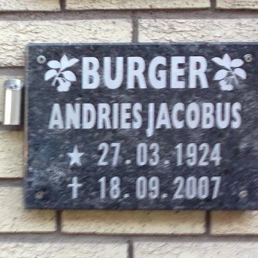 BURGER Andries Jacobus 1924-2007