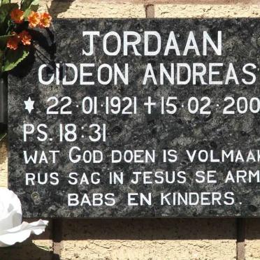 JORDAAN Gideon Andreas 1921-2007