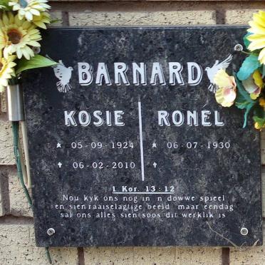 BARNARD Kosie 1924-2010 &amp; Ronel 1930-