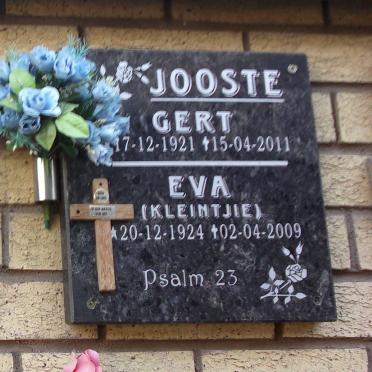 JOOSTE Gert 1921-2011 &amp; Eva 1924-2009