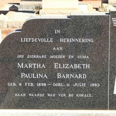 BARNARD Martha Elizabeth Paulina 1898-1983