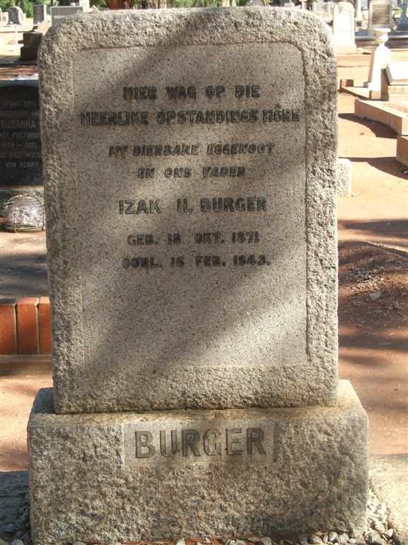 BURGER Izak H. 1871-1943