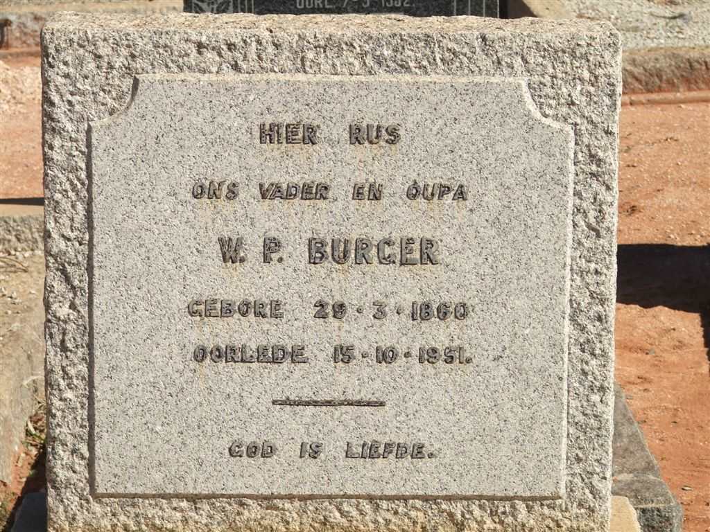 BURGER W.P. 1860-1951