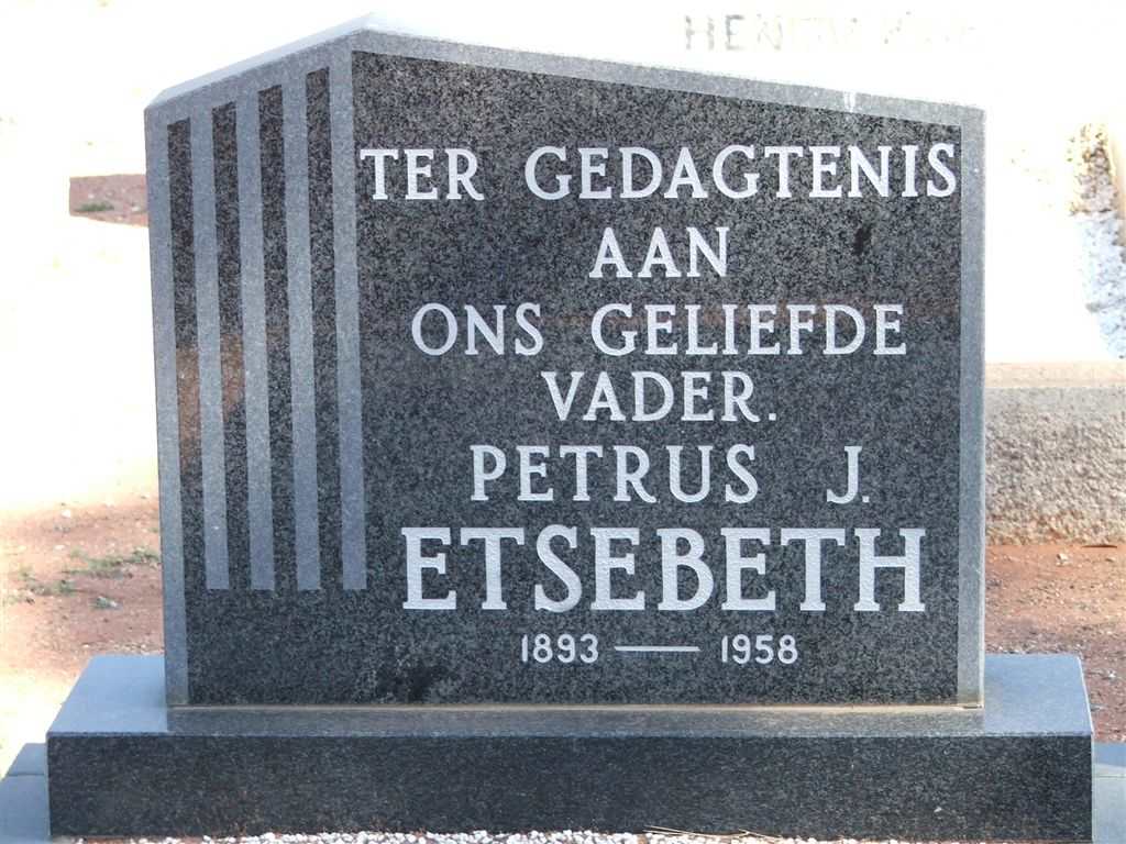 ETSEBETH Petrus J. 1893-1958