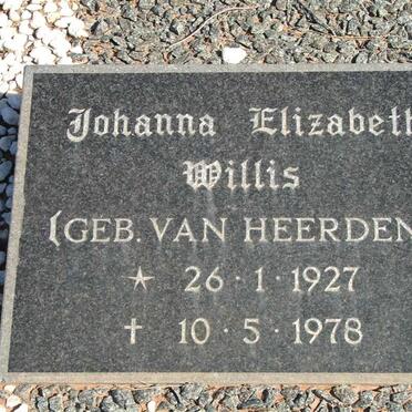 WILLIS Johanna Elizabeth nee VAN HEERDEN 1927-1978