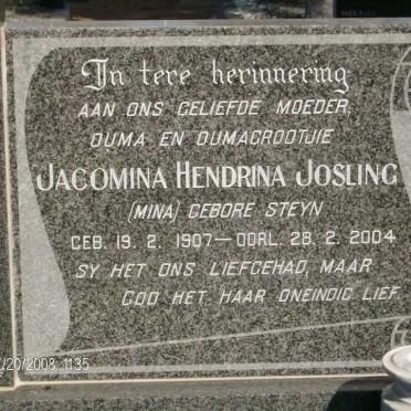 JOSLING Jacomina Hendrina nee STEYN 1907-2004