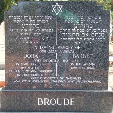 BROUDE Barnet -1954 &amp; Dora -1931