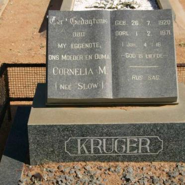KRUGER Cornelia M. nee SLOW 1920-1971