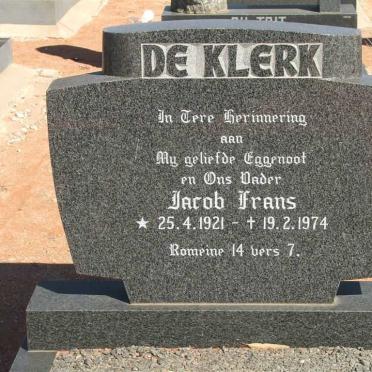 KLERK Jacob Frans, de 1921-1974