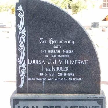 MERWE Louisa J.J., v.d. nee KRUGER 1881-1972