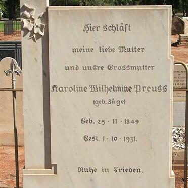 PREUSS Caroline Wilhelmine nee BÜGE 1849-1931