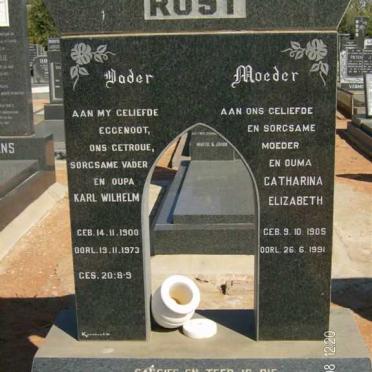 ROST Karl Wilhelm 1900-1973 &amp; Caatharina Elizabeth 1905-1991