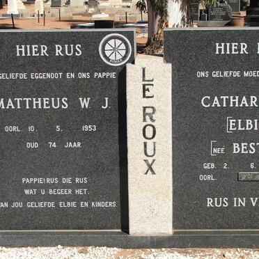 ROUX Mattheus W.J., le -1953 &amp; Catharina E. BESTER 1897-1994