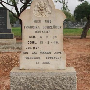 SCHREÜDER Francina nee COETZEE 1903-1948