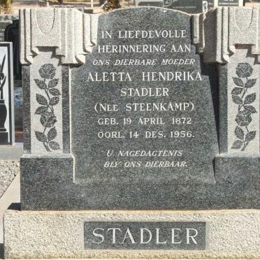 STADLER Aletta Hendrika nee STEENKAMP 1872-1956