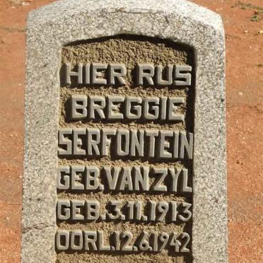SERFONTEIN Breggie nee VAN ZYL 1913-1942