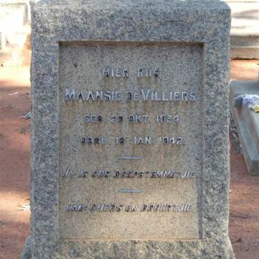 VILLIERS Maansie, de 1934-1942