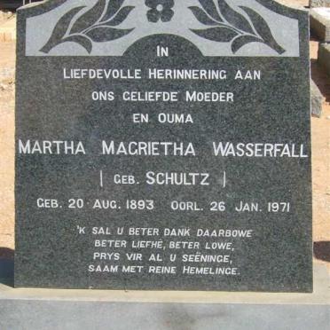 WASSERFALL Jacob 1886-1954 &amp; Martha Magrietha SCHULTZ 1893-1971