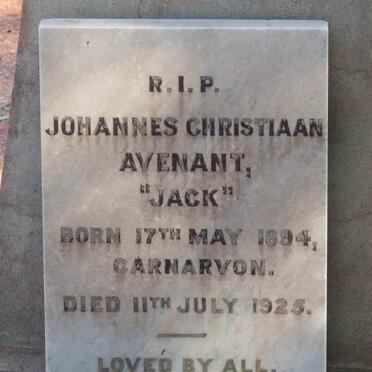 AVENANT Johannes Christiaan 1894-1925
