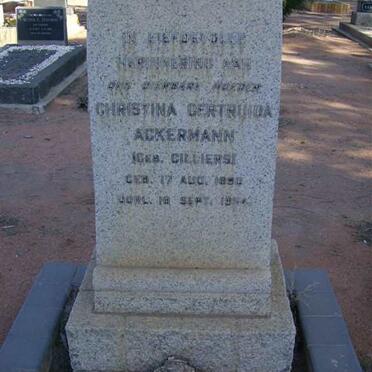 ACKERMANN Christina Gertruida nee CILLIERS 1890-1954