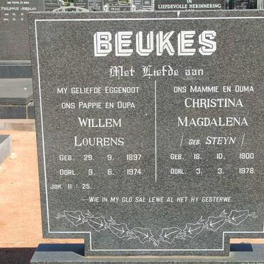 BEUKES Willem Lourens 1897-1974 &amp; Christina Magdalena STEYN 1900-1978