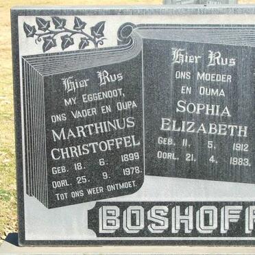 BOSHOFF Marthinus Christoffel 1899-1978 &amp; Sophia Elizabeth 1912-1983