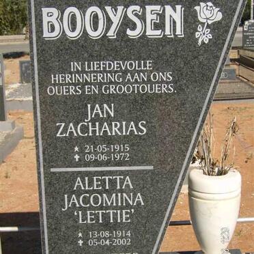 BOOYSEN Jan Zacharias 1915-1972 &amp; Aletta Jacomina 1914-2002