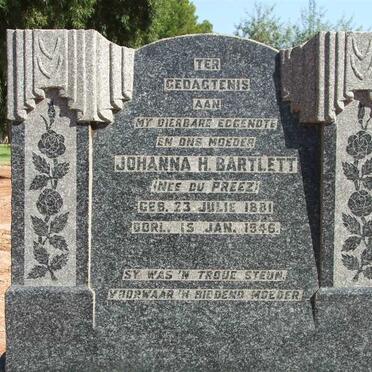 BARTLETT Johanna H. nee DU PREEZ 1881-1946