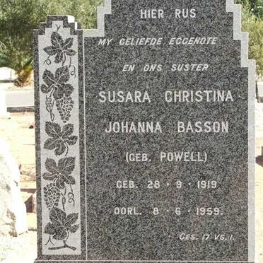 BASSON Susara Christina Johanna nee POWELL 1919-1959