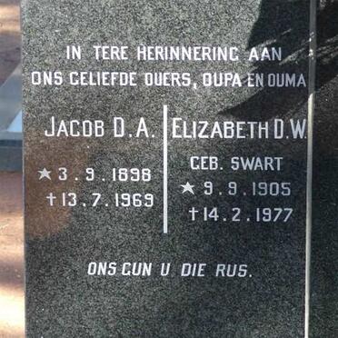 CRAFFORD Jacob D.A. 1898-1969 &amp; Elizabeth D.W. SWART 1905-1977