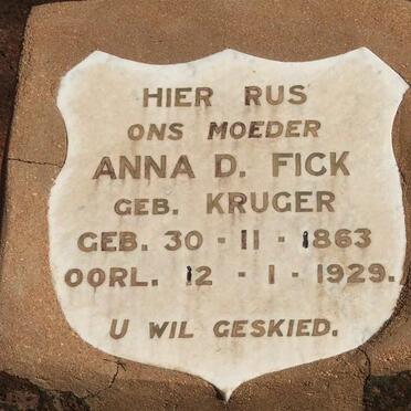 FICK Anna D. nee KRUGER 1863-1929