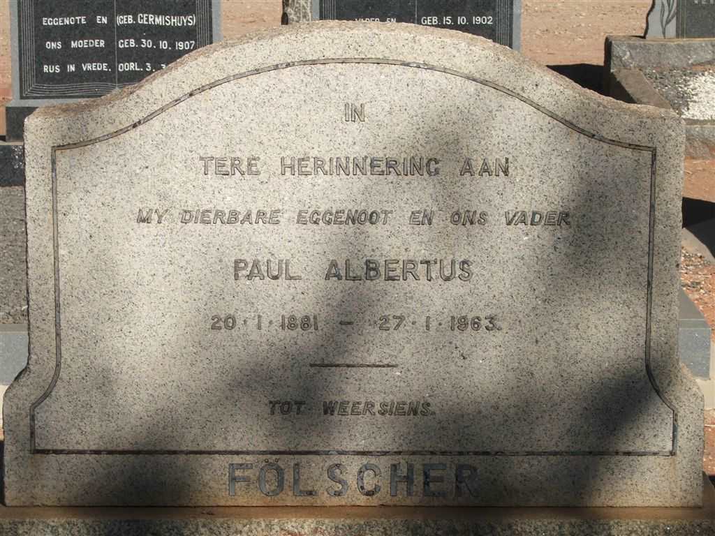 FOLSCHER Paul Albertus 1881-1963