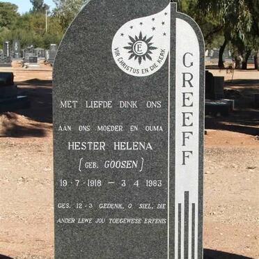 GREEFF Hester Helena nee GOOSEN 1918-1983