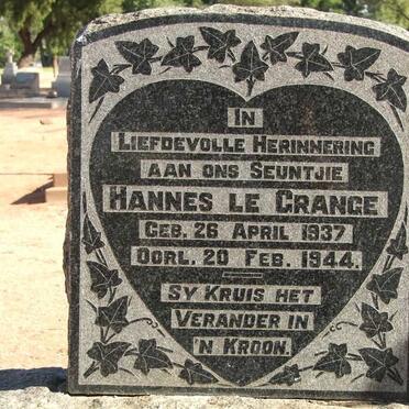 GRANGE Hannes, le 1937-1944