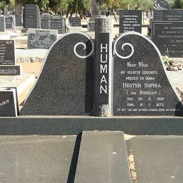 HUMAN Hester Sophia nee BOSMAN 1909-1973