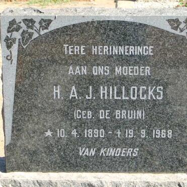 HILLOCKS H.A.J. nee DE BRUIN 1890-1968