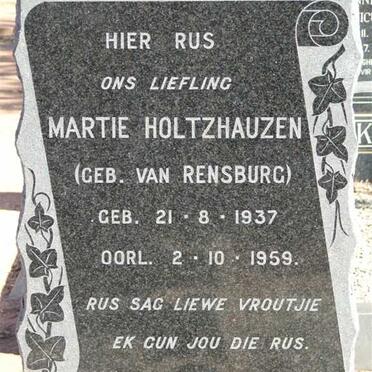 HOLTZHAUZEN Martie, nee VAN RENSBURG 1937-1959