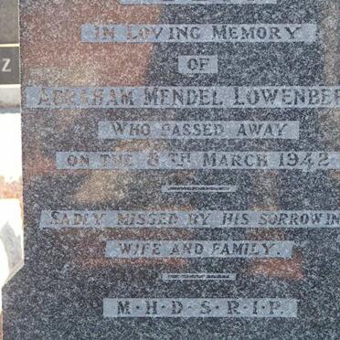 LOWENBERG Abraham Mendel -1942
