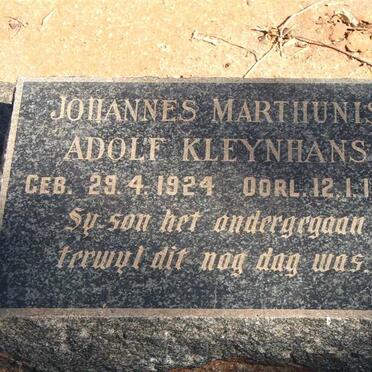 KLEYNHANS Johannes Marthunis Adolf 1924-1949