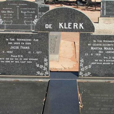 KLERK Jacob Frans, de 1882-1977 &amp; Martha Maria Sophia LIEBENBERG 1891-1963