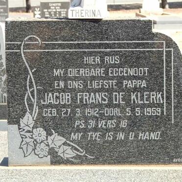KLERK Jacob Frans, de 1912-1959