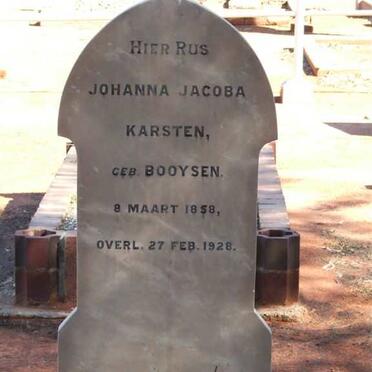 KARSTEN Johanna Jacoba nee BOOYSEN 1858-1928