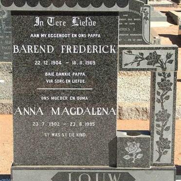 LOUW Barend Frederick 1904-1969 &amp; Anna Magdalena 1902-1995