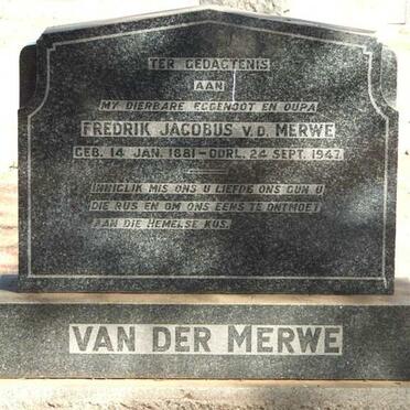 MERWE Fredrik Jacobus, v.d. 1881-1947