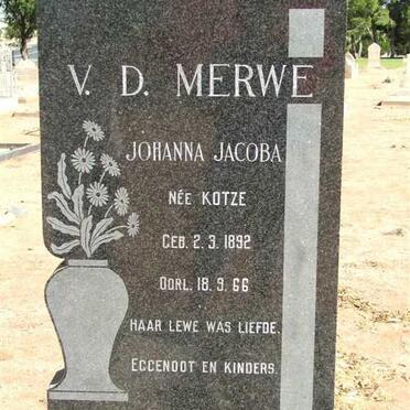 MERWE Johanna Jacoba, v.d. nee KOTZE 1892-1966