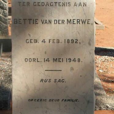 MERWE Bettie, van der 1892-1948