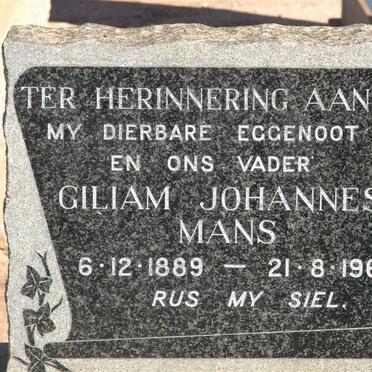 MANS Giliam Johannes 1889-1965