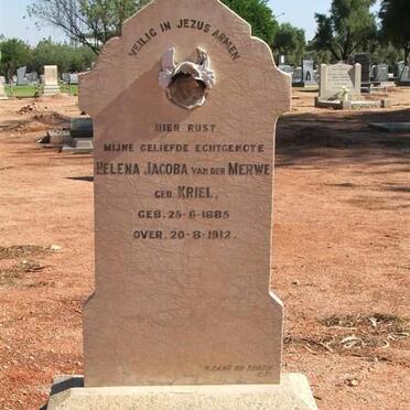 MERWE Helena Jacoba, van der nee KRIEL 1885-1912