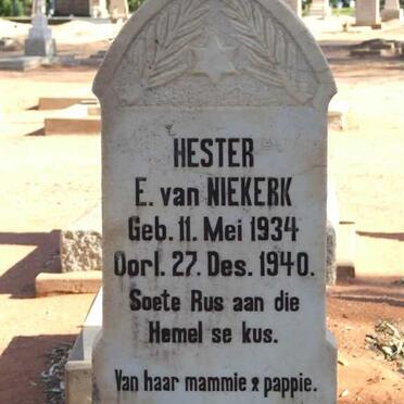 NIEKERK Hester E., van 1934-1940