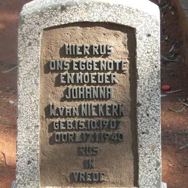 NIEKERK Johanna W., van 1907-1940